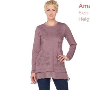 New LOGO by Lori Goldstein French Terry Top w/Embroidery | Size XXS